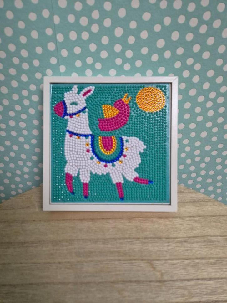 Diamond paint lijstje met Lama, Hobby en Vrije tijd, Knutselen, Zo goed als nieuw, Knutselwerk, Ophalen of Verzenden