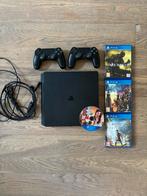 PS4 Slim 1TB complete set + games, Spelcomputers en Games, Spelcomputers | Sony PlayStation 4, Met games, Met 2 controllers, Ophalen of Verzenden