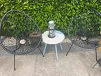 2 Zwarte Lounge/Relax/Kuip Draad Tuinstoelen. Nieuw, Ophalen of Verzenden, Nieuw, Kunststof, Stapelbaar