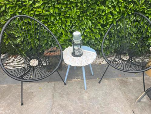 2 Zwarte Lounge/Relax/Kuip Draad Tuinstoelen. Nieuw, Tuin en Terras, Tuinstoelen, Nieuw, Kunststof, Stapelbaar, Ophalen of Verzenden