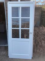Hardhouten Binnendeur met glas inclusief kozijn, Doe-het-zelf en Verbouw, Deuren en Horren, Ophalen, 80 tot 100 cm, Binnendeur