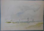 Johan Barth Jongkind (1819)Aquarel "Zicht op een Haven " Ges, Ophalen of Verzenden
