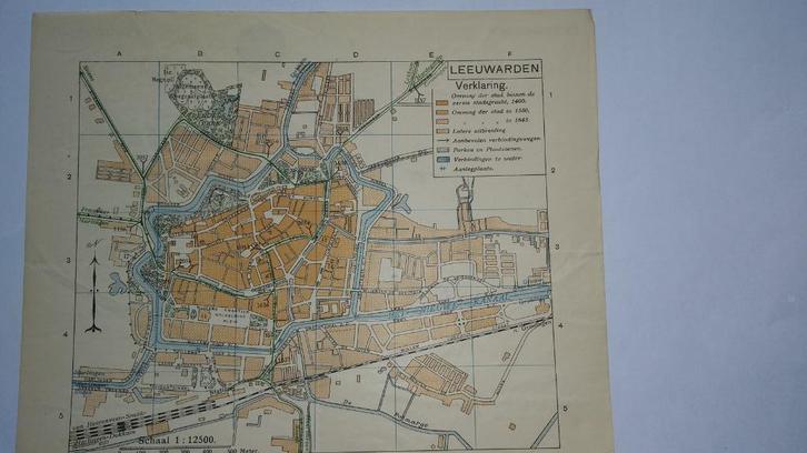 30 Leeuwarden Plattegrond Litho 1917, Antiek en Kunst, Kunst | Litho's en Zeefdrukken, Ophalen of Verzenden