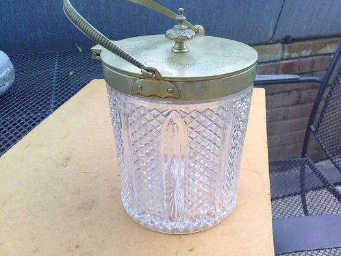 Antieke Engelse glazen koekjes pot  1910-1920 is gemerkt., Antiek en Kunst, Curiosa en Brocante, Ophalen of Verzenden