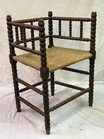 2 Franse Bobbin eikenhouten stoelen met rieten zitting TEAB, Antiek en Kunst, Ophalen