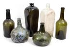 Vier antieke flessen w.o. 2 x kattenkop (gerestaureerd)., Ophalen