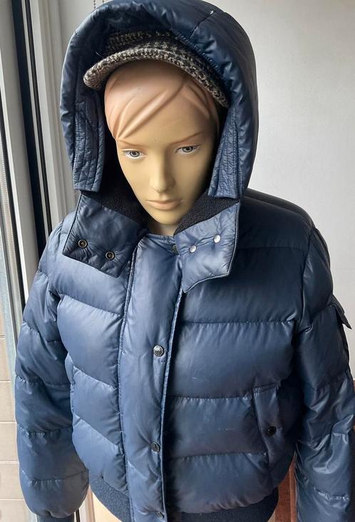 Italiaanse donsjas real goose down bomberjack dons L, Kleding | Dames, Jassen | Winter, Zo goed als nieuw, Maat 42/44 (L), Blauw