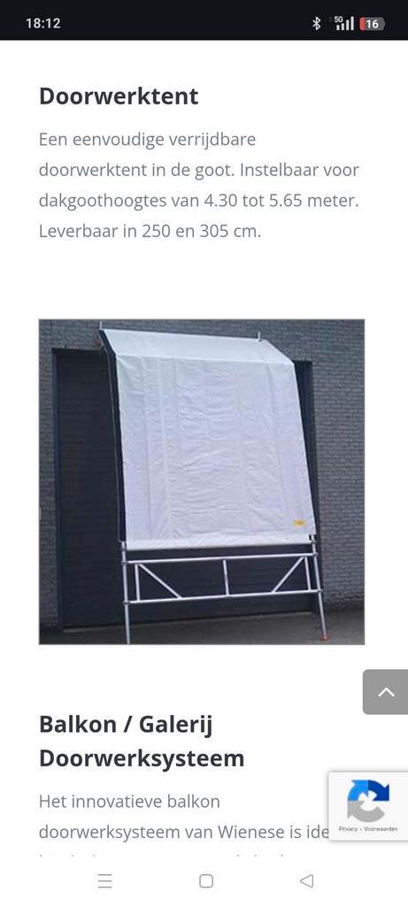 2x Wiensese Doorwerkschermen - Schilder/Timmerman, Doe-het-zelf en Verbouw, Steigers, Gebruikt, Overige typen, Minder dan 2 meter