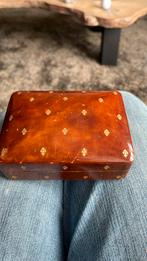 Vintage leren doosje met Franse lelie, Ophalen of Verzenden