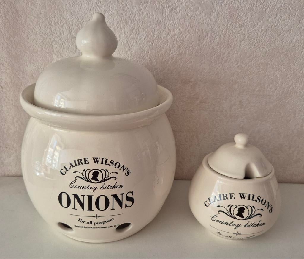 Claire Wilson's uienpot en suikerpot, Huis en Inrichting, Keuken | Servies, Ophalen, Gebruikt, Aardewerk