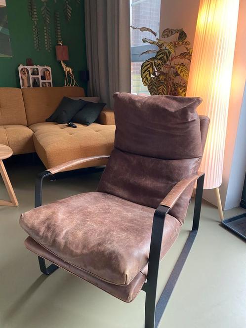 Goossens excellent leren fauteuil, Huis en Inrichting, Fauteuils, Zo goed als nieuw, 75 tot 100 cm, Ophalen