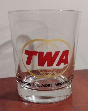 Vintage Glas Vliegmaatschappij TWA Jaren 60-70. beschikbaar voor biedingen