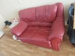 Rode lederen bank, Huis en Inrichting, Banken | Sofa's en Chaises Longues, Ophalen, Gebruikt, 75 tot 100 cm, Leer