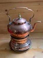 Koperen theepot / koffiepot met theelichtje, Antiek en Kunst, Antiek | Koper en Brons, Ophalen of Verzenden