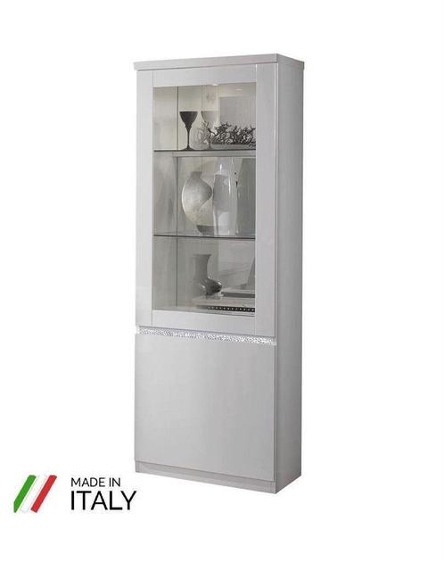 1 deur Vitrinekast Forever Chrome hoogglans zwart wit-SALE-, Huis en Inrichting, Kasten | Vitrinekasten, Nieuw, 150 tot 200 cm