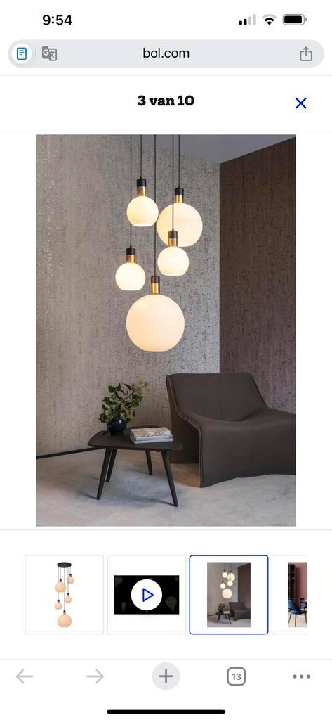 Moderne hanglamp met glazen bollen, Huis en Inrichting, Lampen | Hanglampen, Zo goed als nieuw, 75 cm of meer, Glas, Ophalen of Verzenden