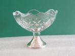 Antieke Kristallen coupe of Bonbon schaal met zilver voet, Antiek en Kunst, Antiek | Goud en Zilver, Ophalen of Verzenden, Zilver
