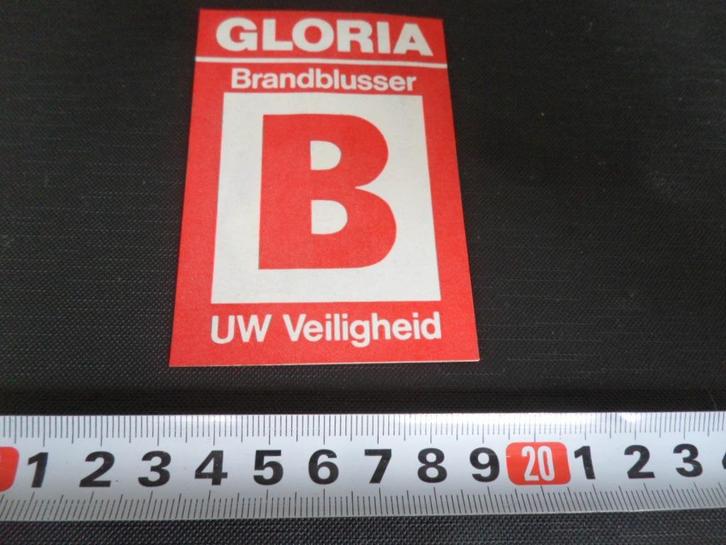 sticker GLORIA brandblusser uw veiligheid, Verzamelen, Stickers, Zo goed als nieuw, Bedrijf of Vereniging, Ophalen