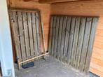 Tuinpoort met schuttingdeel, betonnen paal en onderplaat, Ophalen, Minder dan 3 meter, Hout, 1 tot 2 meter