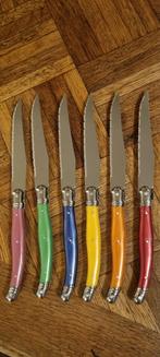 LAGUIOLE stijl gekleurde steakmessen, Huis en Inrichting, Keuken | Bestek, Ophalen of Verzenden, Gebruikt, Rvs of Chroom, Los bestek