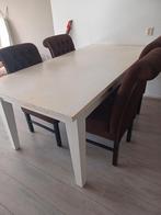 Houten eettafel met stoelen, Ophalen, Gebruikt, 100 tot 150 cm, 200 cm of meer