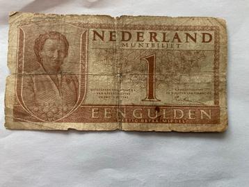 Oude 1 Gulden Muntbiljet 1943 beschikbaar voor biedingen