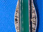 Prachtige zilveren  Art deco speld met groene Jade., Sieraden, Tassen en Uiterlijk, Broches, Ophalen of Verzenden, Zo goed als nieuw