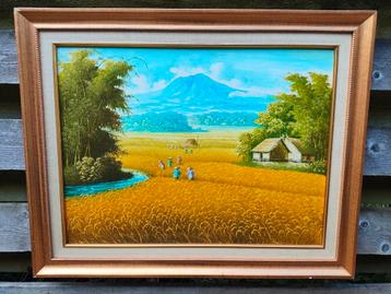 Indonesische Olieverfschilderij! beschikbaar voor biedingen