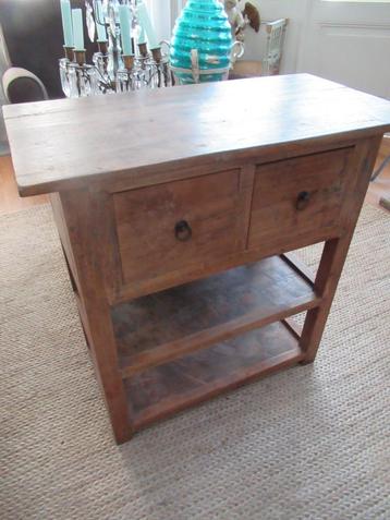 WANDTAFEL/KASTJE met 2 LADEN + 2 LEGPLANKEN, sidetable beschikbaar voor biedingen