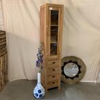Vitrinekast -massief teak hout - vanaf € 299,- Bij TTM Wonen, 100 tot 150 cm, Www.ttmwonen.nl, Glas, Www.ttmwonen.nl