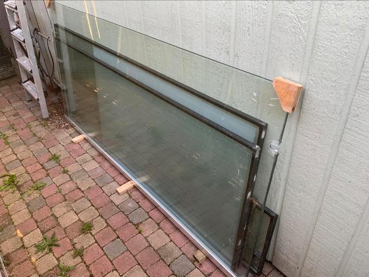 Glazen douchewand compleet 2x1m, rvs bevestigingsmateriaal, Doe-het-zelf en Verbouw, Sanitair, Douche, Rvs, Ophalen