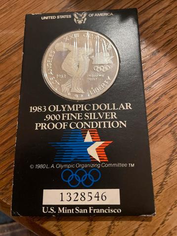 Zilveren Dollar 1983 Olympische Spelen beschikbaar voor biedingen