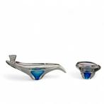 Een glazen kandelaar en asbak, Ophalen of Verzenden