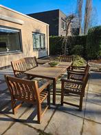 Massief teak houten tuinset, Ophalen, Gebruikt, Bank, 6 zitplaatsen