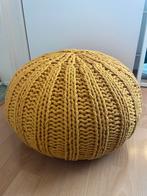 Gehaakte gele poef, Huis en Inrichting, Banken | Voetenbanken en Poefen, Minder dan 50 cm, Rond, Minder dan 50 cm, Ophalen of Verzenden