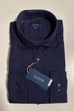 Nieuw overhemd van Eton. Donkerblauw. Maat 45, Nieuw, Blauw, Overige halswijdtes, Ophalen of Verzenden