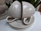 3 koppen met schotels Pagnossin italy grijs, Keramiek, Ophalen of Verzenden, Zo goed als nieuw, Effen