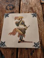 Antiek Tegeltje met Muzikant, Antiek en Kunst, Antiek | Wandborden en Tegels, Ophalen of Verzenden