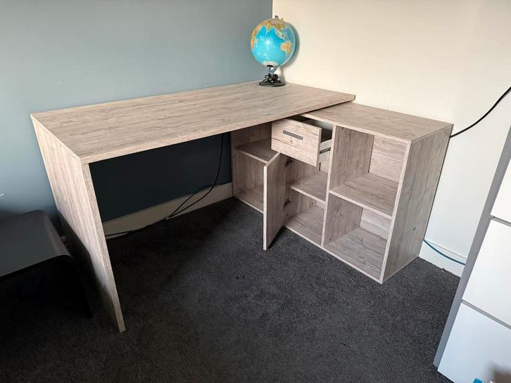 Hoekbureau met opbergruimte, Huis en Inrichting, Bureaus, Gebruikt, Bureau, Ophalen