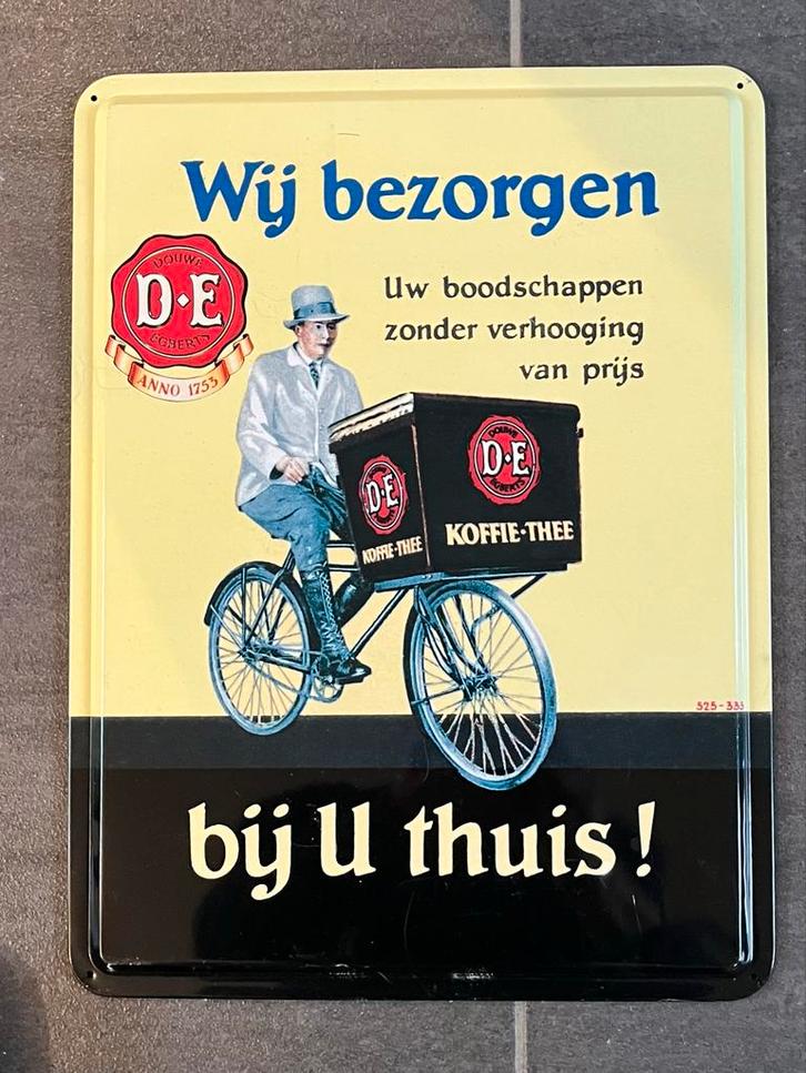 Vintage Douwe Egberts Koffie Emaille Bord Blik, Verzamelen, Merken en Reclamevoorwerpen, Gebruikt, Reclamebord, Ophalen of Verzenden