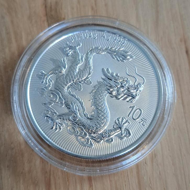 1 oz China Dragon 2025 zilveren munt, Postzegels en Munten, Edelmetalen en Baren, Zilver, Verzenden