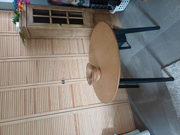 Ronde tafel, hout en zwart 105 doorsnee beschikbaar voor biedingen