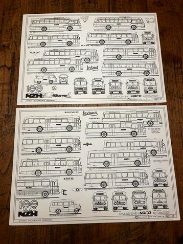 Prenten/tekeningen oude bussen beschikbaar voor biedingen