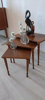 Vintage Mimi-Set, Huis en Inrichting, Tafels | Bijzettafels, Ophalen of Verzenden, Rond, Hout, Minder dan 55 cm
