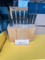 Schulte-Ufer Messen Set met Houten Blok, Ophalen of Verzenden, Zo goed als nieuw, Rvs of Chroom, Vaatwasserbestendig