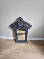 Sober landelijke houten kuif / kroon spiegel antraciet, Ophalen, Zo goed als nieuw, Rechthoekig, Minder dan 100 cm