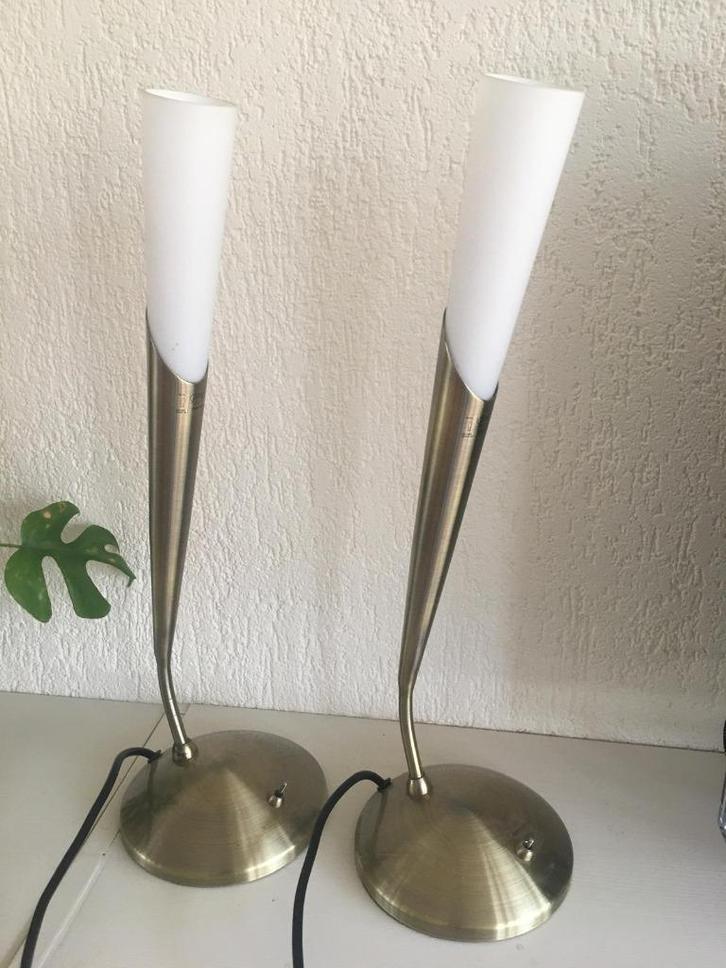 Trio Leuchten design lampen messing, Huis en Inrichting, Lampen | Tafellampen, Zo goed als nieuw, Minder dan 50 cm, Glas, Metaal