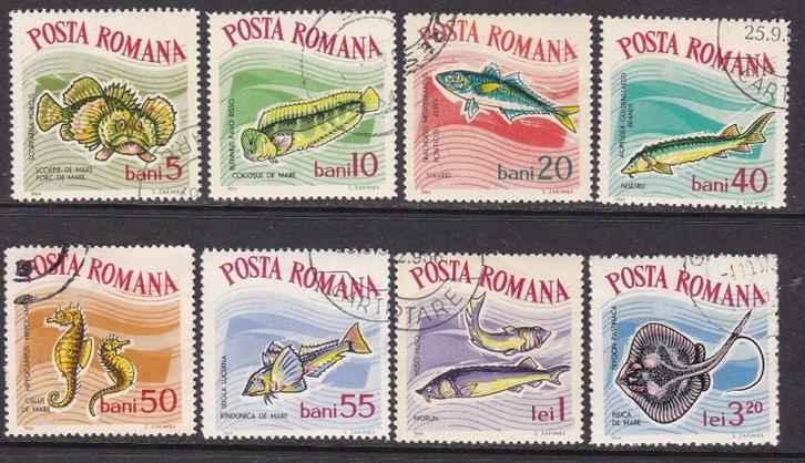 1857 - Roemenië michel 2280/2287 gestempeld , Vissen, Postzegels en Munten, Postzegels | Europa | Overig, Gestempeld, Overige landen