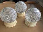 3 vintage bol plafonnières, Ophalen of Verzenden, Glas