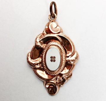 Antieke Jugendstil hanger goud verguld zilver klavertje vier beschikbaar voor biedingen